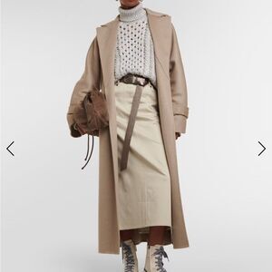 BRUNELLO CUCINELLI | NEW Greige Tan Cotton Denim Midi Skirt Women’s Size 6